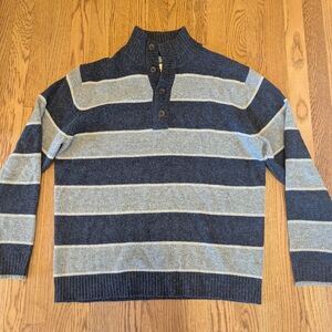 Original Weatherproof Vintage Large Pullover Sweater Blue Striped 50% Wool Y2K